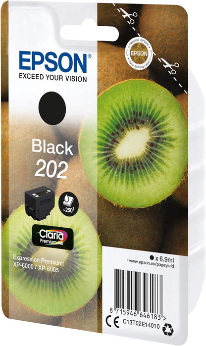 Epson Kiwi Singlepack Black 202 Claria Premium Ink - Cartuccia di inchiostro per stampanti (Originale, inchiostro a base di pigmento, nero, Epson, 1 pezzo(i), stampa inkjet