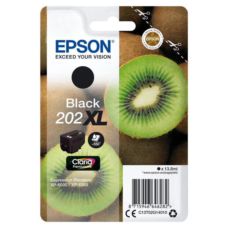 Epson Kiwi Singlepack Black 202XL Claria Premium Ink - Cartucho de tinta para impresoras (Original, Tinta a base de pigmentos, Black, Epson, 1 pieza(s), Impresión por inyección de tinta