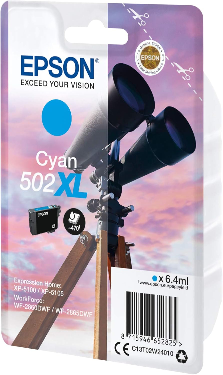 Epson Single pack cyan 502XL ink SEC, C13T02W24020