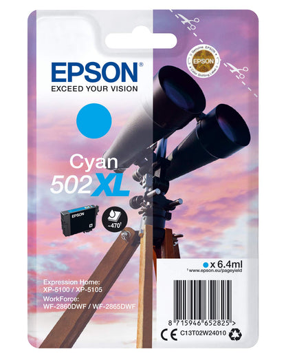 Epson Single pack cyan 502XL ink SEC, C13T02W24020