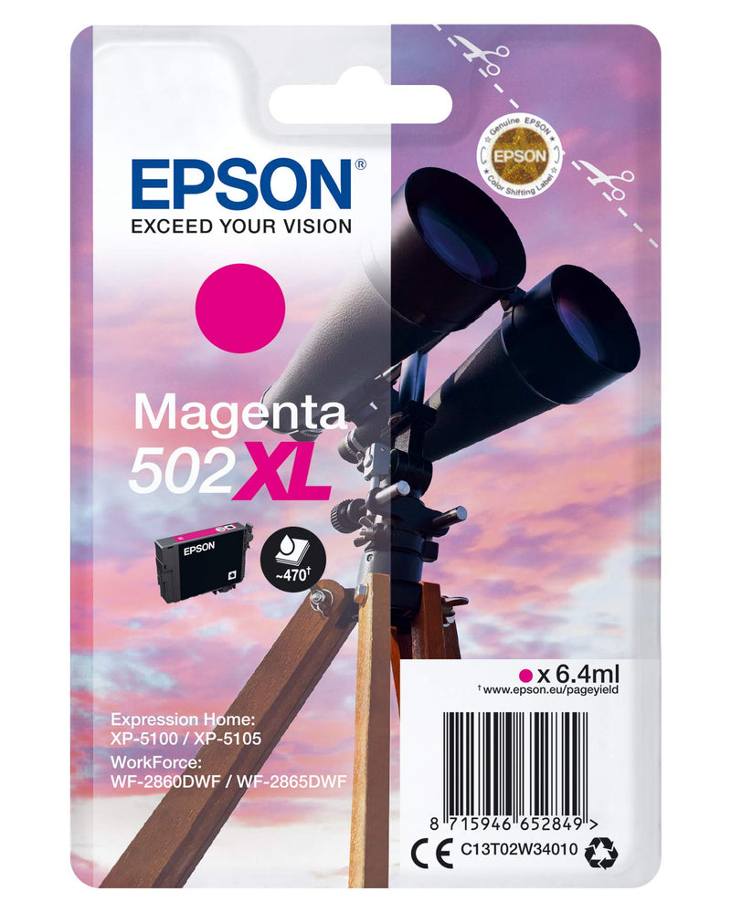 Epson Single pack Magenta 502XL Ink SEC, C13T02W34020 (Ink SEC