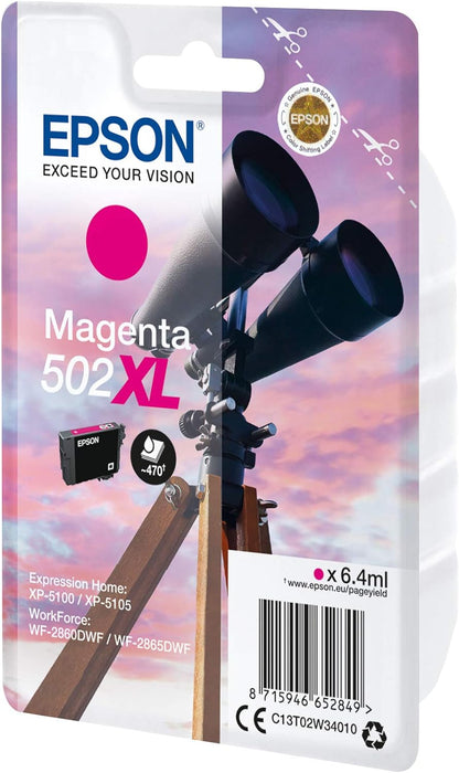 Epson Single pack Magenta 502XL Ink SEC, C13T02W34020 (Ink SEC