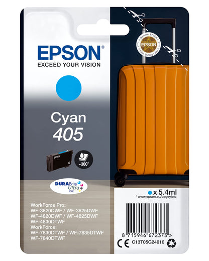 Epson - Inchiostro originale 405XL, per WF-3820DWF, WF-3825DWF, WF-4820DWF, WF-4825DWF, WF-4830DTWF, WF-7830DTWF, WF-7835DTWF, WF-7840DTWF, ciano