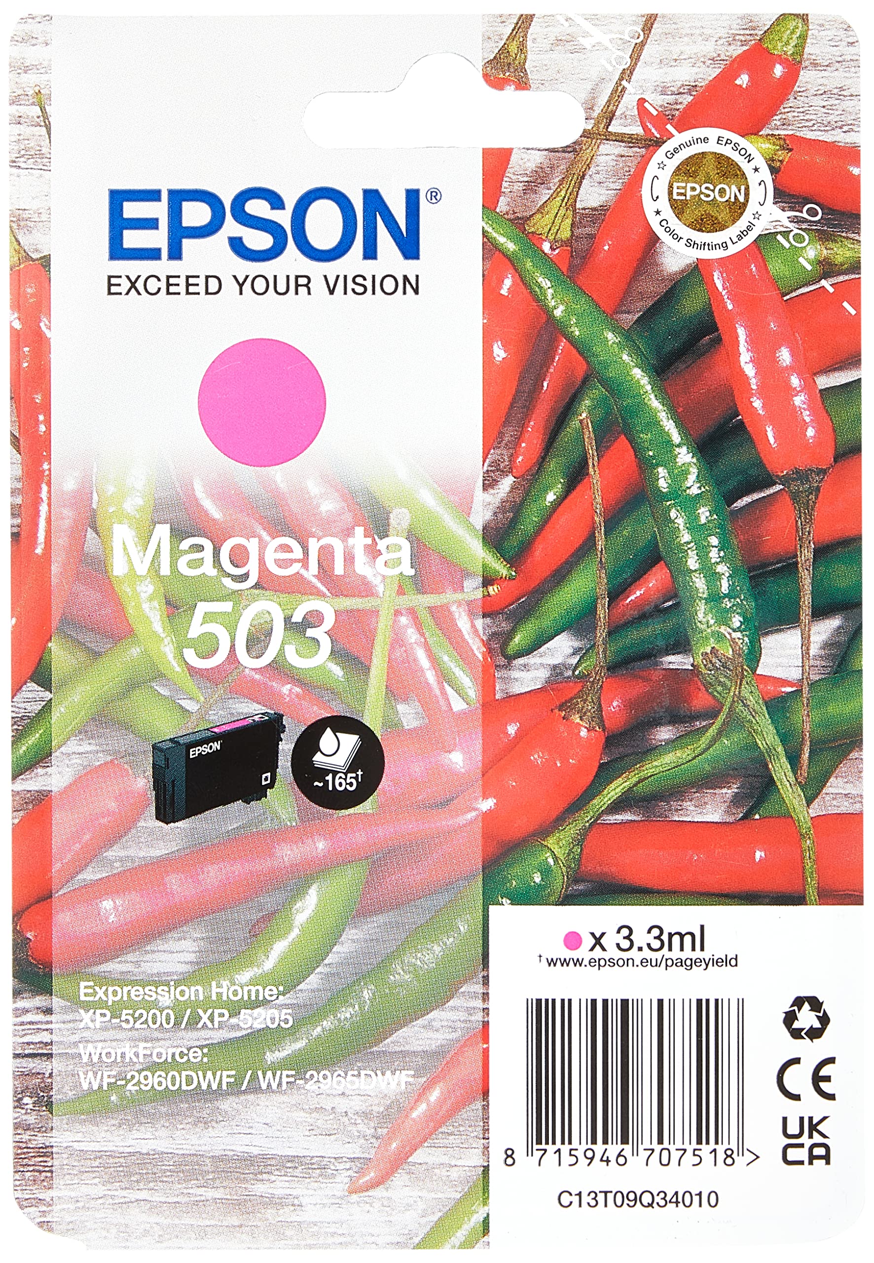 Epson 503 Chillies, Genuine Magenta Ink Cartridge
