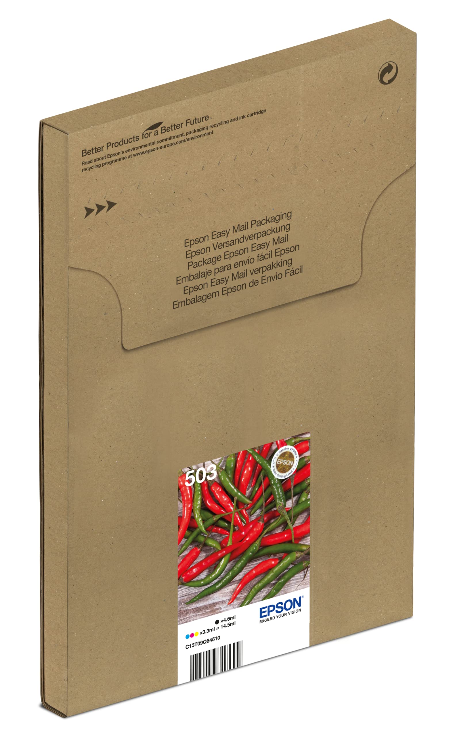 Epson 503 Chillies, Genuine Multipack, Eco-Friendly Packaging, 4-Colours Ink Cartridges