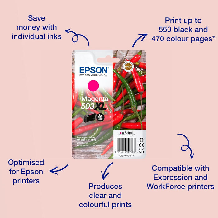 Epson 503XL Chillies, Genuine Magenta Ink Cartridge