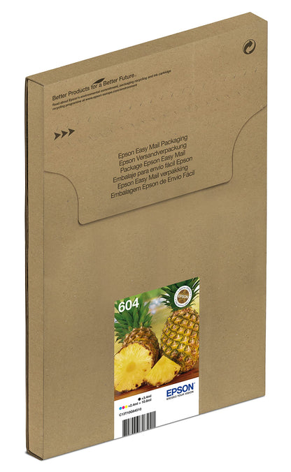 Epson 604 Serie Ananas - Cartucce per stampante getto d'inchiostro, Multipack 4 colori (Nero, Ciano, Magenta, Giallo), Formato STD, Stampe affidabili casa e ufficio, Confezione EasyMail