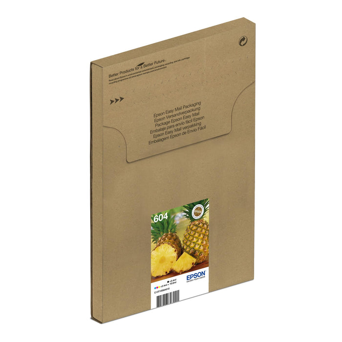 Epson 604 Serie Ananas - Cartucce per stampante getto d'inchiostro, Multipack 4 colori (Nero, Ciano, Magenta, Giallo), Formato STD, Stampe affidabili casa e ufficio, Confezione EasyMail