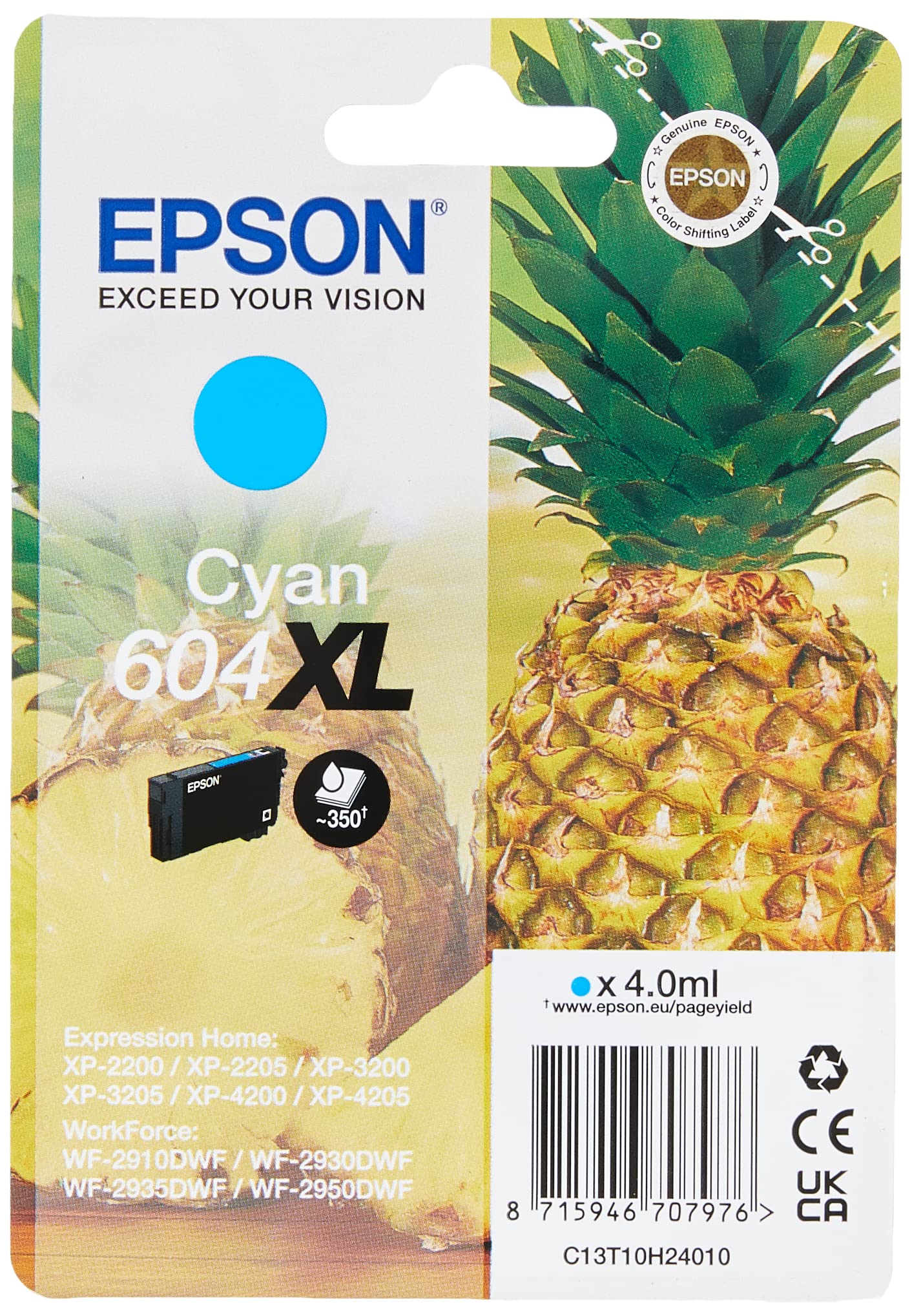 Epson 604XL Pineapple, Genuine Cyan Ink Cartridge