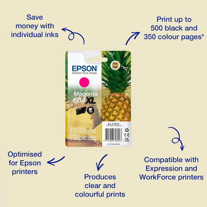 Epson 604XL Pineapple, Genuine Magenta Ink Cartridge