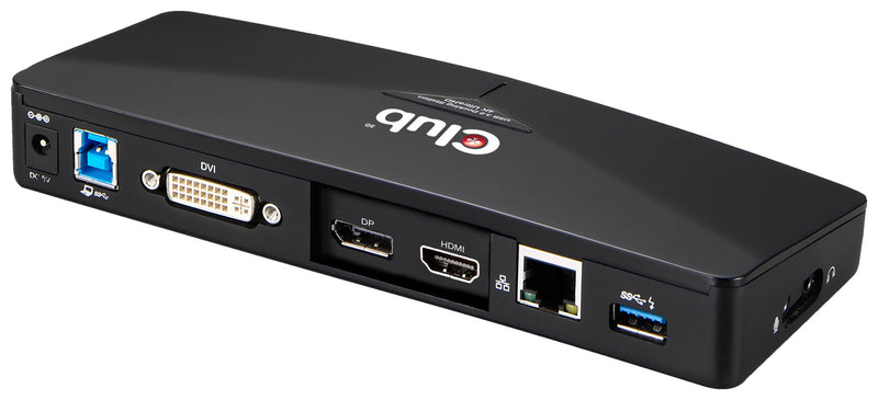 Club 3D 4K Dual Display Docking Station (HDMI, DisplayPort, DVI 3x USB 3.0) Black