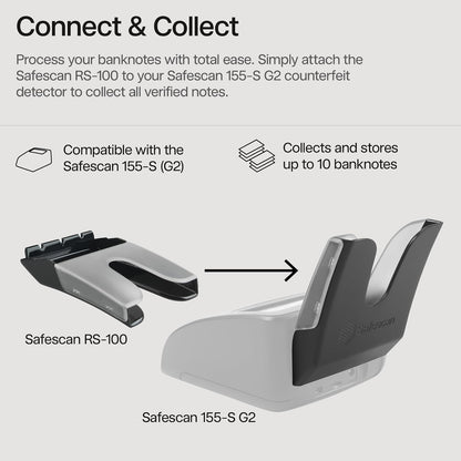 Safescan RS-100 Banknote Stacker that Collects Banknotes Checked By Counterfeit Money Detectors - Removable Stacker that Easily Clicks onto the Safescan 155-S G2 Money Checker Machine
