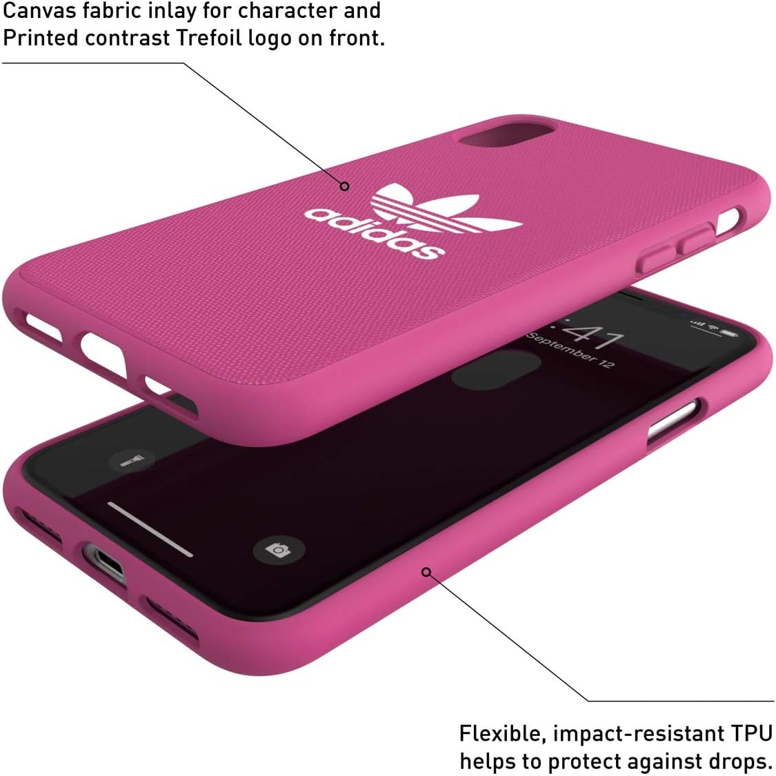 adidas Originals Case for iPhone X/XS Fabric Molded - Shock Pink Adicolor - Shock Pink
