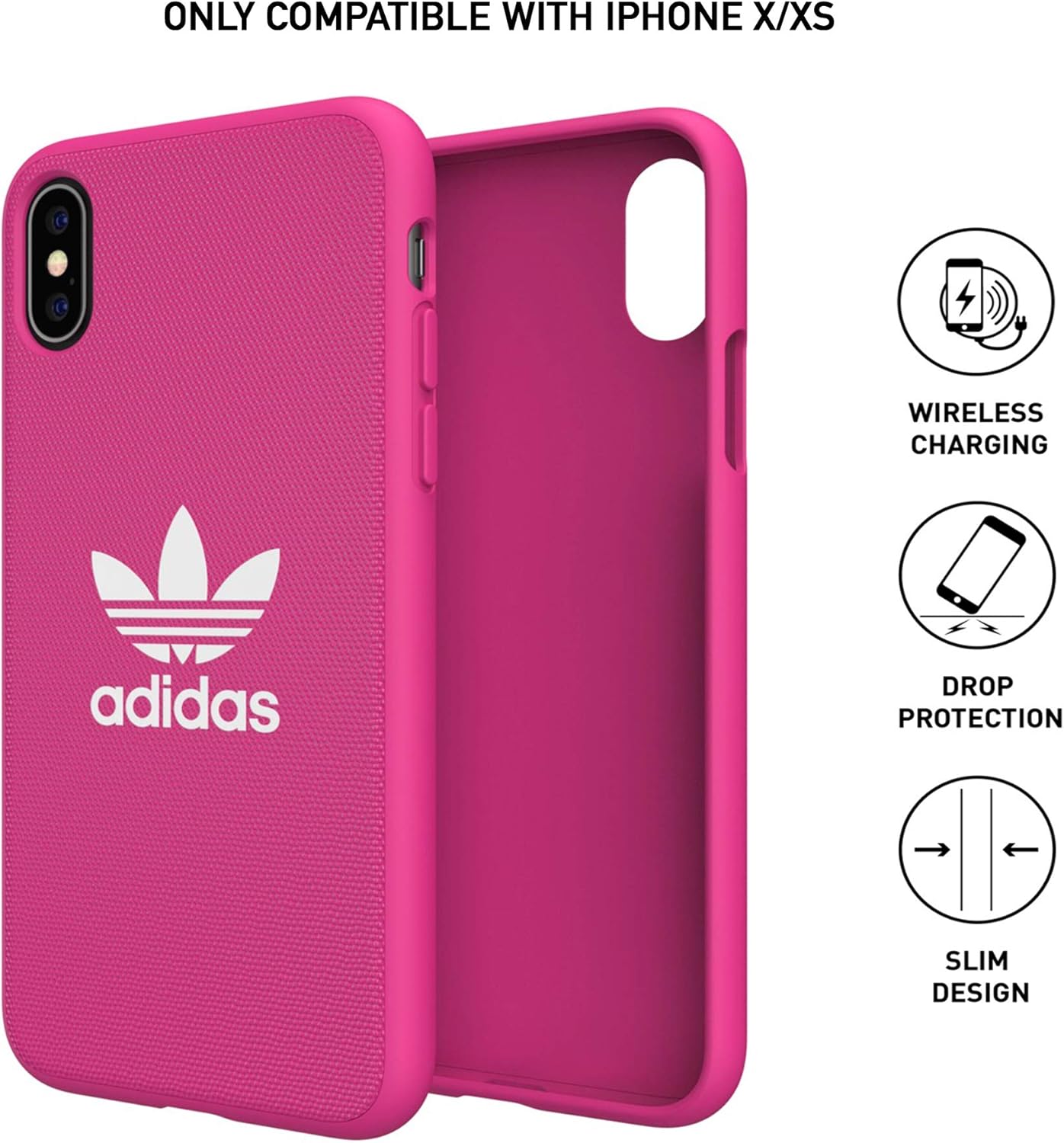 adidas Originals Case for iPhone X/XS Fabric Molded - Shock Pink Adicolor - Shock Pink