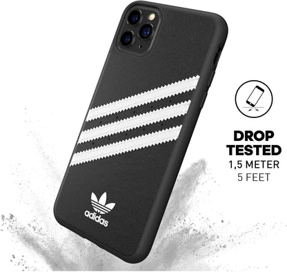 adidas Phone Case Compatible with iPhone 11 Pro Max Case, Originals Moulded TPU Three Stripes Protective Phone Cover, Black and White