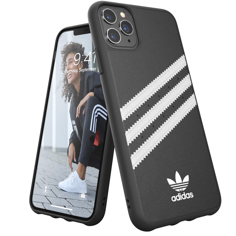 adidas Phone Case Compatible with iPhone 11 Pro Max Case, Originals Moulded TPU Three Stripes Protective Phone Cover, Black and White