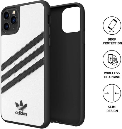 adidas Phone Case Compatible with iPhone 11 Pro Max Case, Originals Moulded TPU Protective Phone Cover, White and Black