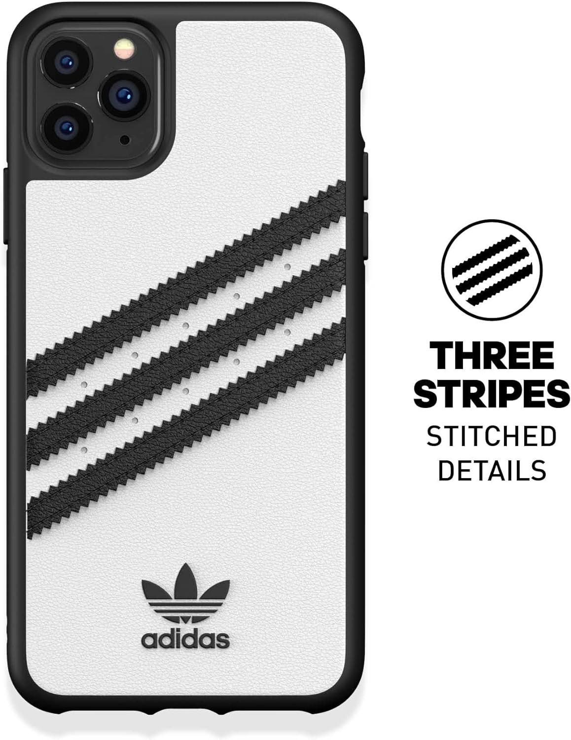 adidas Phone Case Compatible with iPhone 11 Pro Max Case, Originals Moulded TPU Protective Phone Cover, White and Black