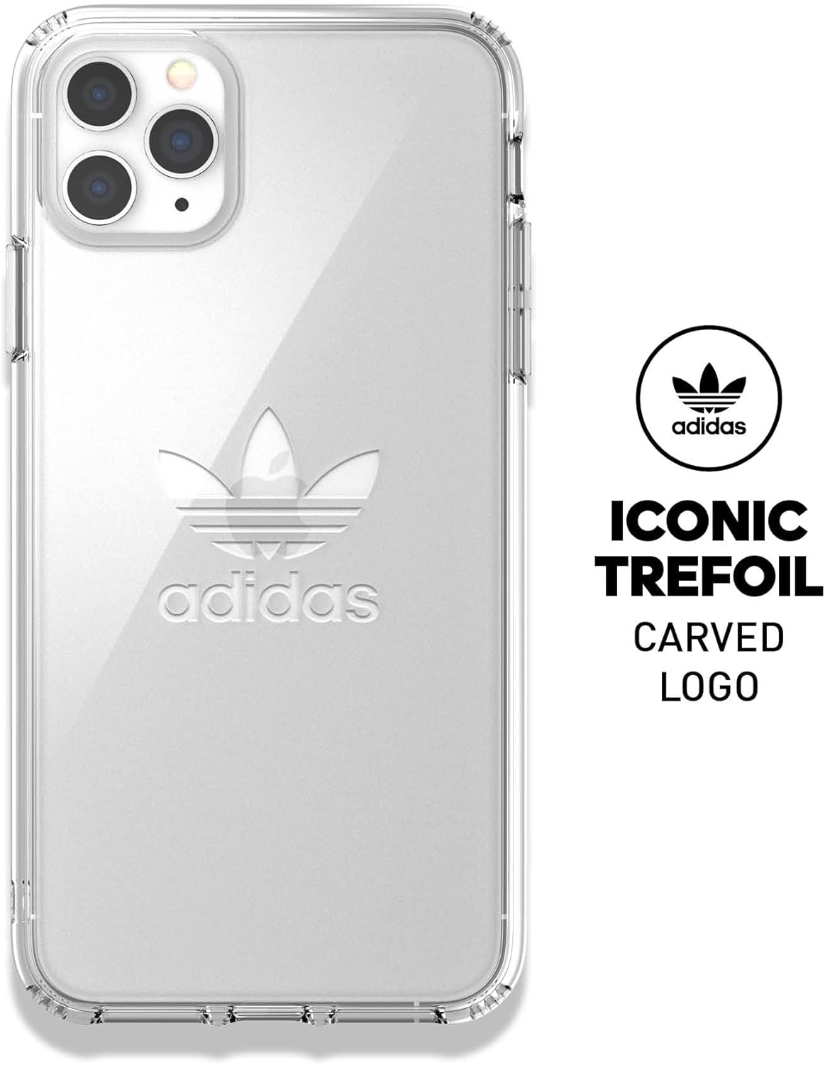 adidas Originals Compatible with iPhone 11 Pro Max Case, Large Logo Print, Transparent Protective Mobile Phone Case - Transparent