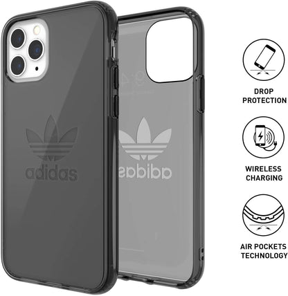 adidas Originals Compatible with iPhone 11 Pro Case, Large Logo Print Transparent Protective Mobile Phone Case – Black