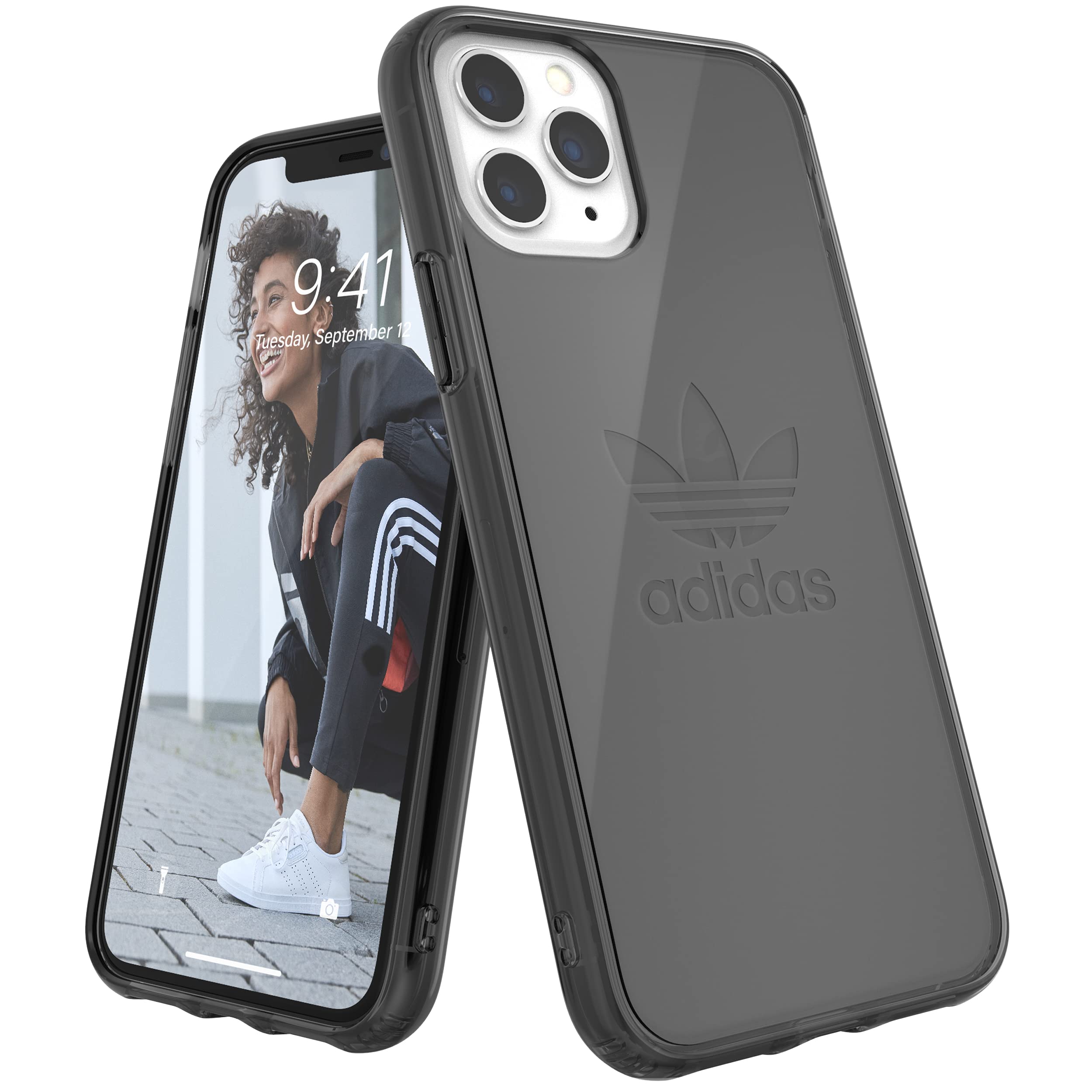 adidas Originals Compatible with iPhone 11 Pro Case, Large Logo Print Transparent Protective Mobile Phone Case – Black