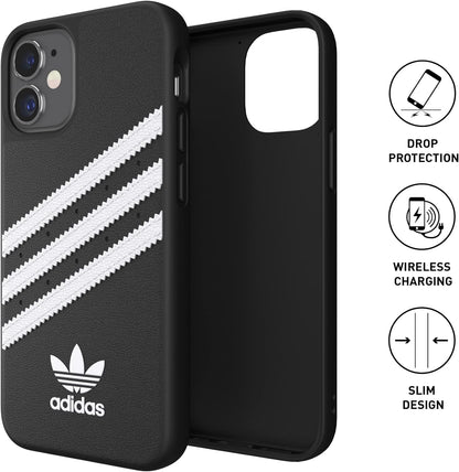 adidas 42229 Phone Case Designed for iPhone 12 Mini Case, 5.4 Inches, Drop Tested Cases, Shockproof Raised Edges, Originals Moulded PU Protective Cover, Black and White