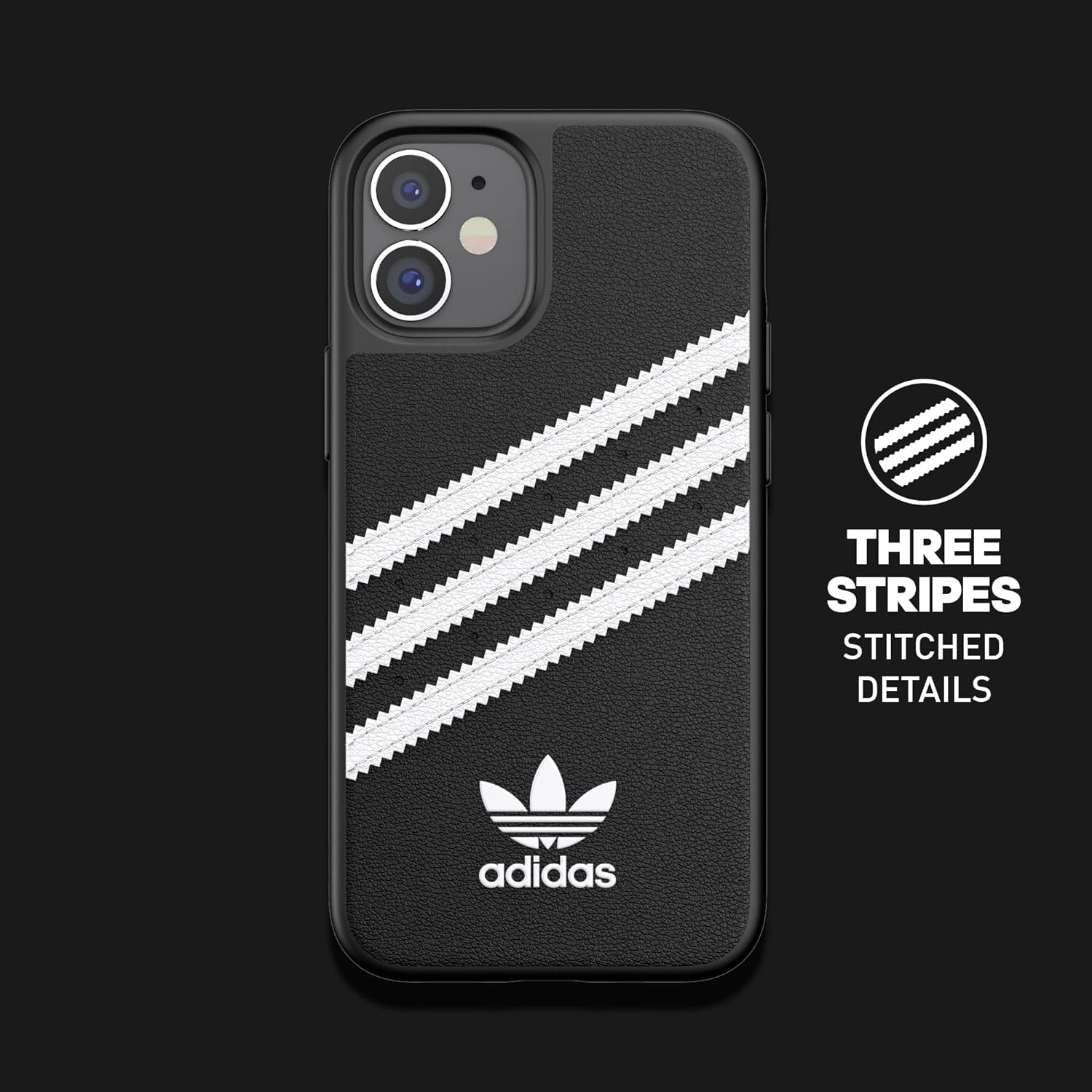adidas 42229 Phone Case Designed for iPhone 12 Mini Case, 5.4 Inches, Drop Tested Cases, Shockproof Raised Edges, Originals Moulded PU Protective Cover, Black and White