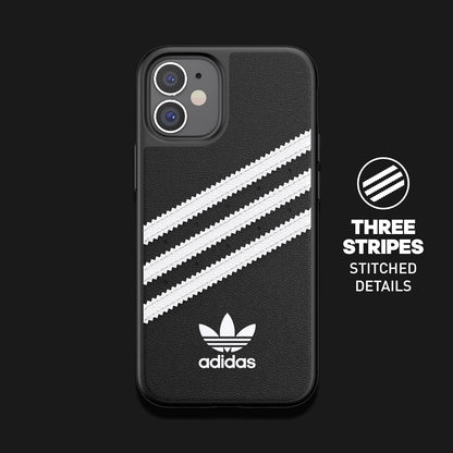 adidas 42229 Phone Case Designed for iPhone 12 Mini Case, 5.4 Inches, Drop Tested Cases, Shockproof Raised Edges, Originals Moulded PU Protective Cover, Black and White