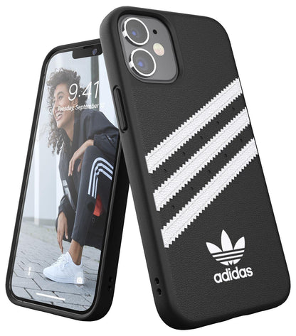 adidas 42229 Phone Case Designed for iPhone 12 Mini Case, 5.4 Inches, Drop Tested Cases, Shockproof Raised Edges, Originals Moulded PU Protective Cover, Black and White