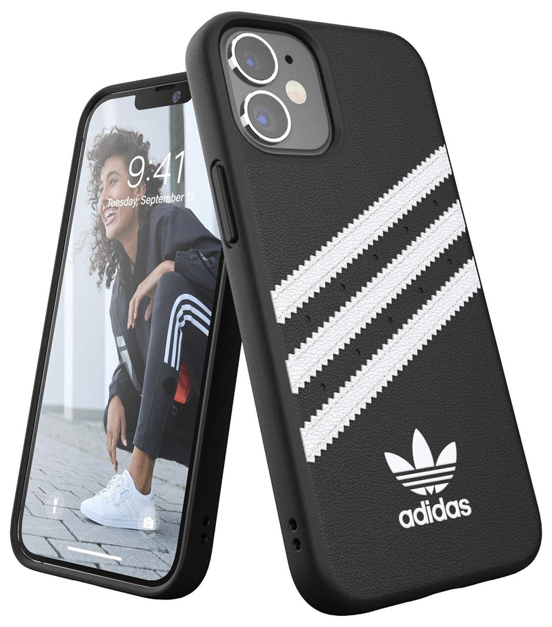 adidas 42229 Phone Case Designed for iPhone 12 Mini Case, 5.4 Inches, Drop Tested Cases, Shockproof Raised Edges, Originals Moulded PU Protective Cover, Black and White