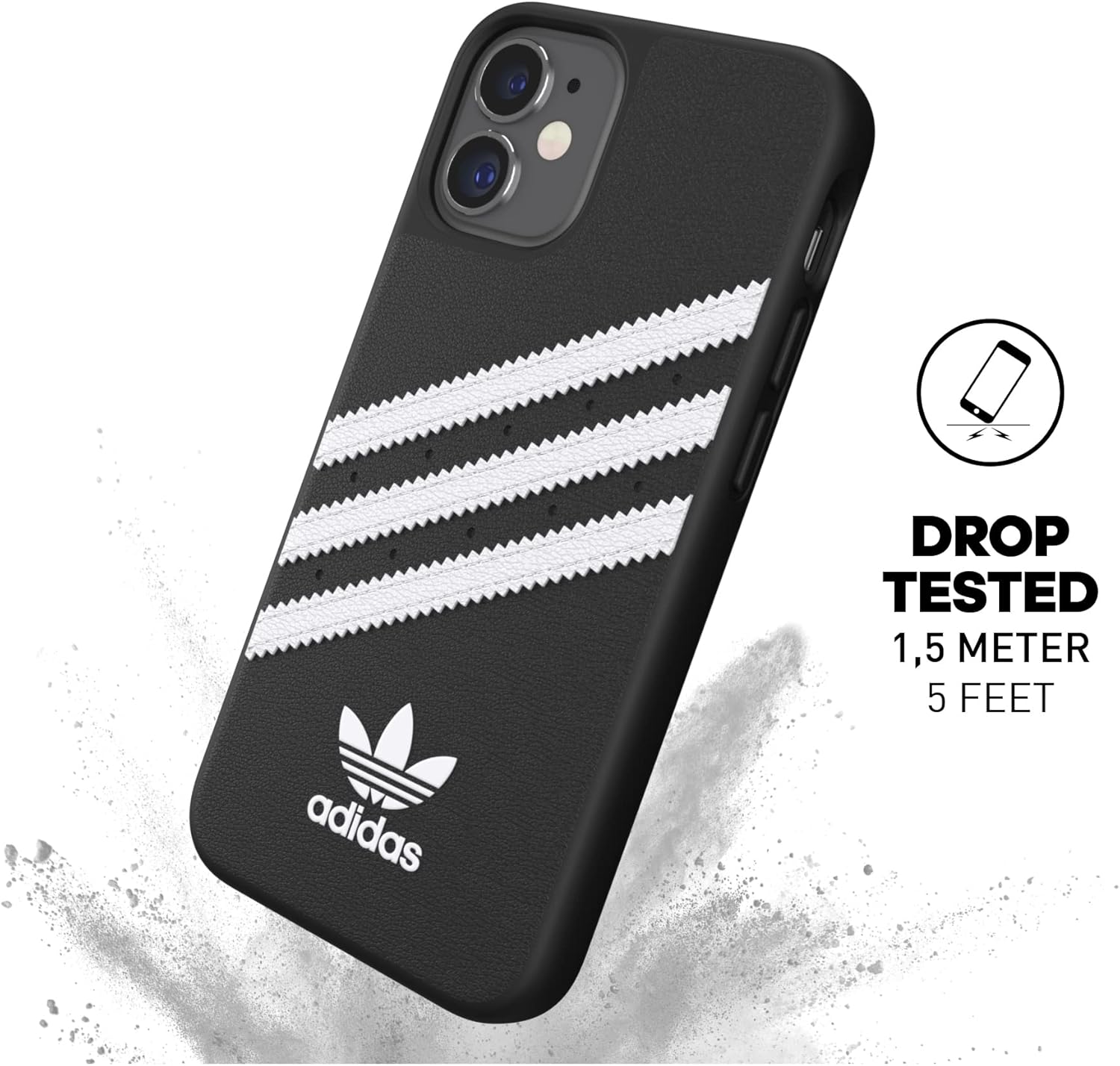 adidas 42229 Phone Case Designed for iPhone 12 Mini Case, 5.4 Inches, Drop Tested Cases, Shockproof Raised Edges, Originals Moulded PU Protective Cover, Black and White