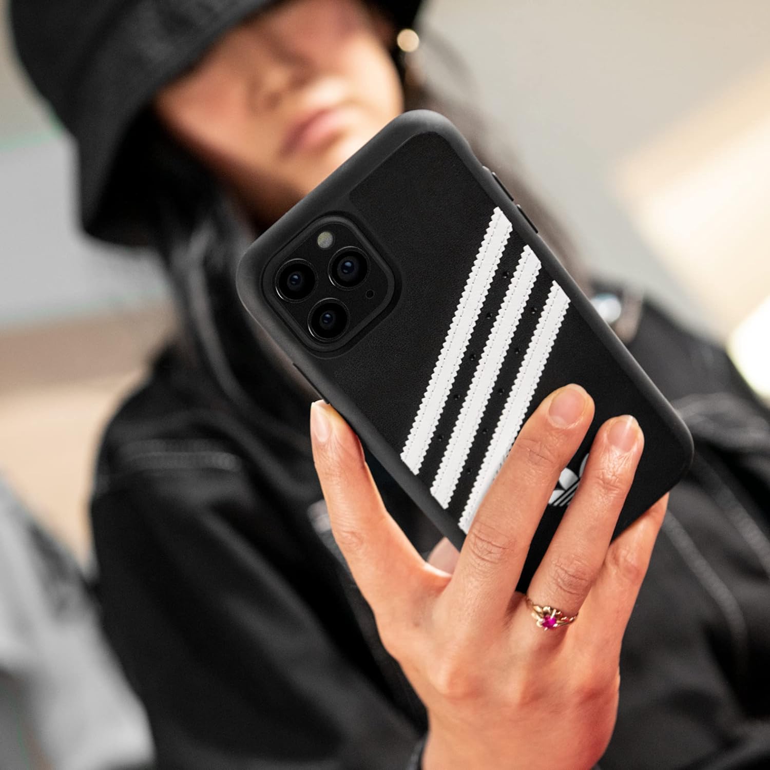 adidas 42229 Phone Case Designed for iPhone 12 Mini Case, 5.4 Inches, Drop Tested Cases, Shockproof Raised Edges, Originals Moulded PU Protective Cover, Black and White