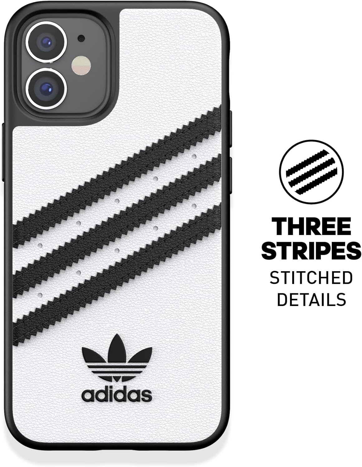 adidas Phone Case Designed for iPhone 12 Mini Case, 5.4 Inches, Drop Tested Cases, Shockproof Raised Edges, Originals Moulded PU Protective Cover, White and Black