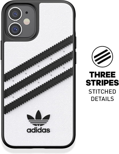adidas Phone Case Designed for iPhone 12 Mini Case, 5.4 Inches, Drop Tested Cases, Shockproof Raised Edges, Originals Moulded PU Protective Cover, White and Black
