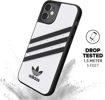 adidas Phone Case Designed for iPhone 12 Mini Case, 5.4 Inches, Drop Tested Cases, Shockproof Raised Edges, Originals Moulded PU Protective Cover, White and Black