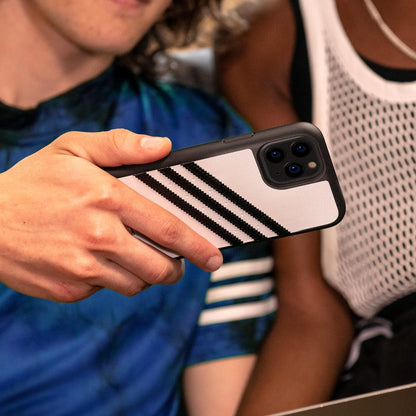 adidas Phone Case Designed for iPhone 12 Mini Case, 5.4 Inches, Drop Tested Cases, Shockproof Raised Edges, Originals Moulded PU Protective Cover, White and Black