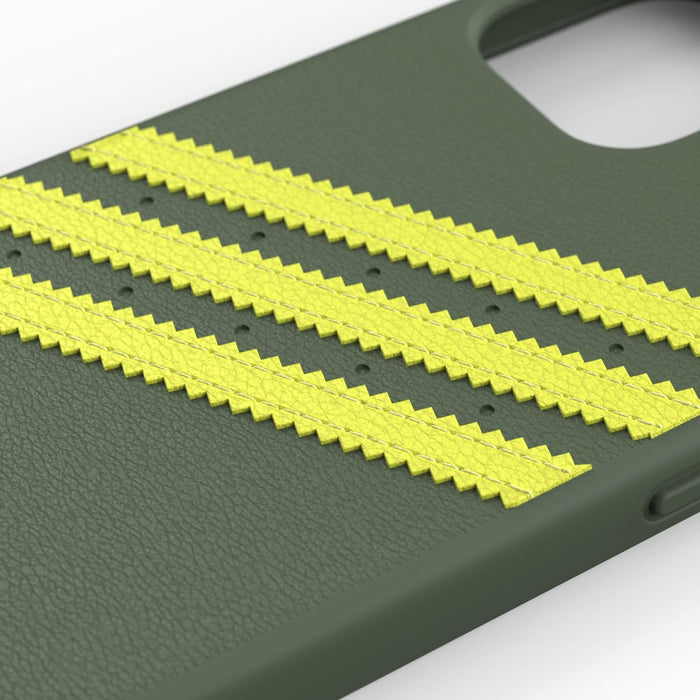 adidas Case Designed for iPhone 12 Mini 5.4 Booklet Drop Tested Cases Shockproof Raised Edges Original Protective Case Wild Pine/Acid Yellow