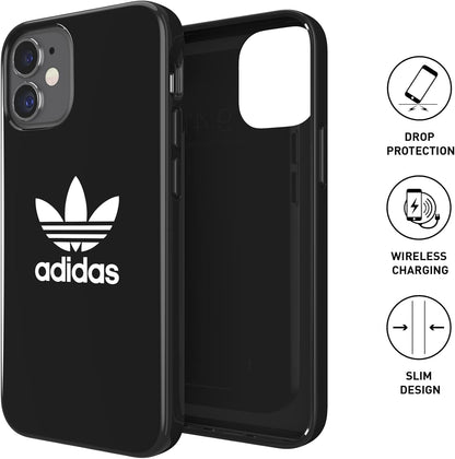 adidas Phone Case Designed for iPhone 12 Mini, Drop Tested Cases, Shockproof Raised Edges, Originals Protective Cover, Black