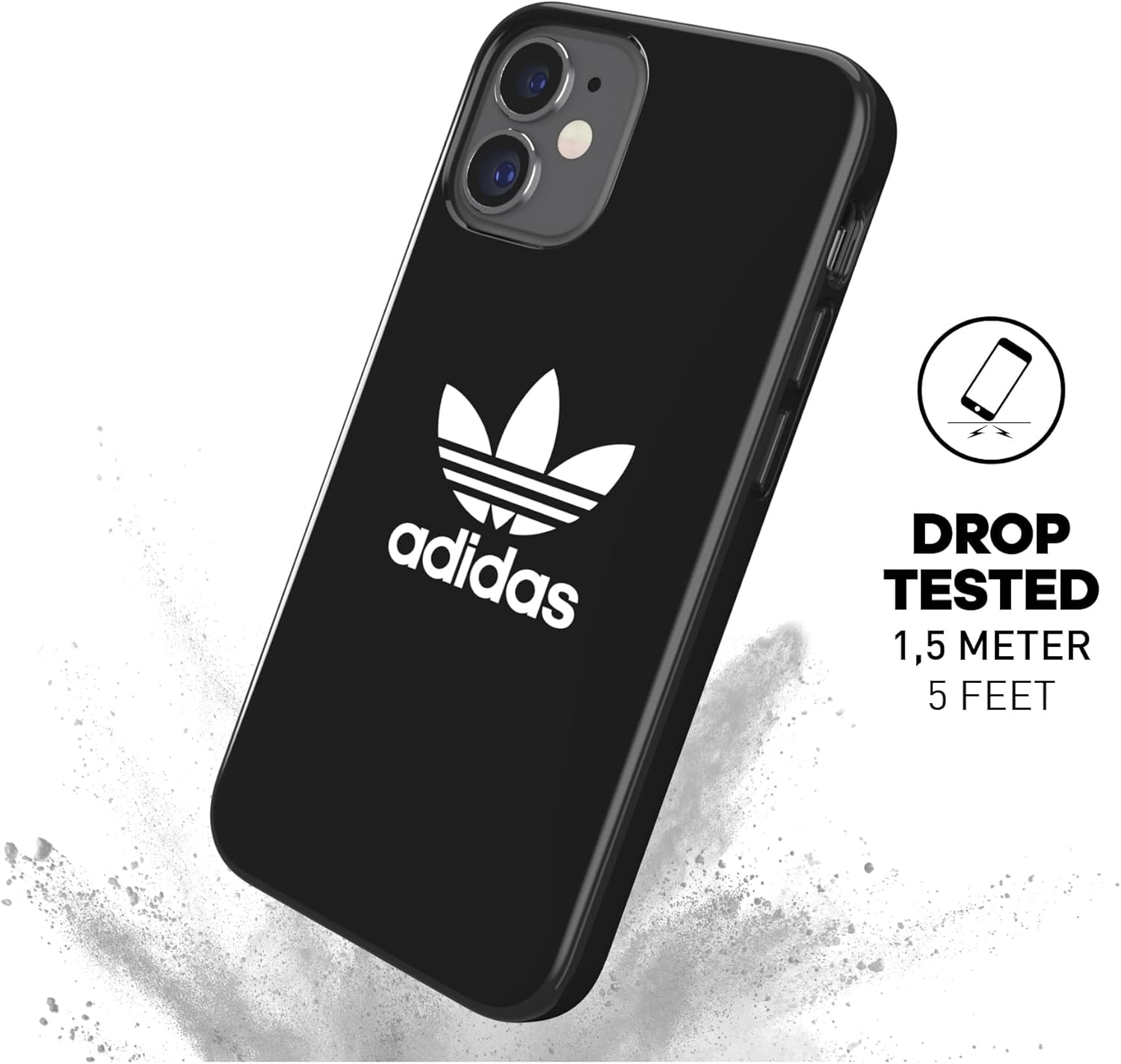 adidas Phone Case Designed for iPhone 12 Mini, Drop Tested Cases, Shockproof Raised Edges, Originals Protective Cover, Black