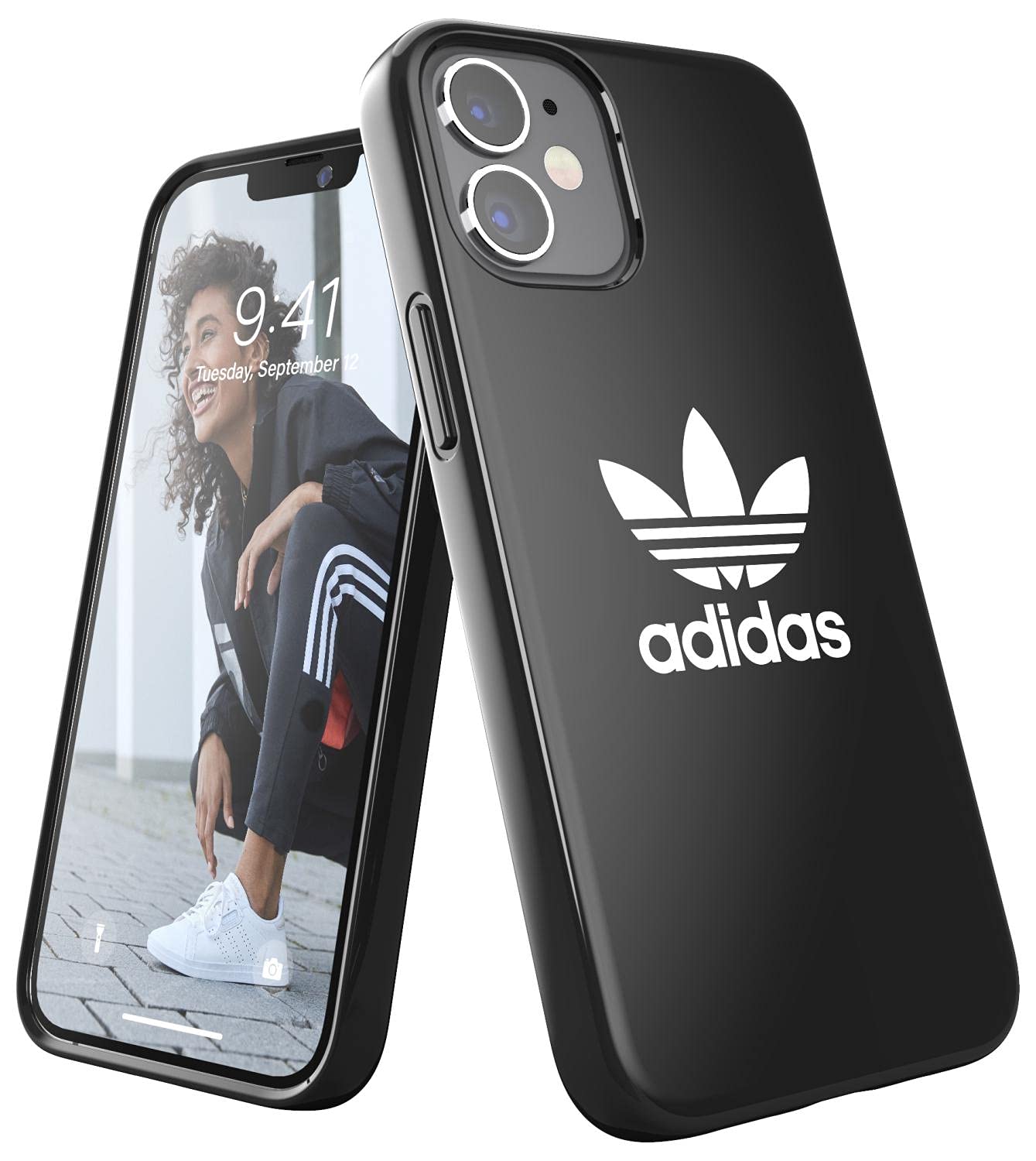 adidas Phone Case Designed for iPhone 12 Mini, Drop Tested Cases, Shockproof Raised Edges, Originals Protective Cover, Black