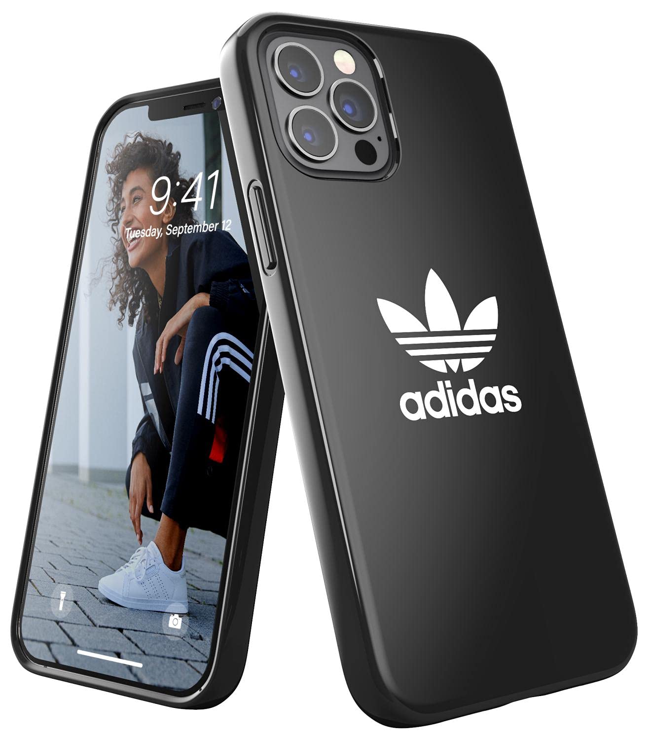 adidas Case Designed for iPhone 12 / iPhone 12 Pro 6.1, Drop Tested Cases, Shockproof Raised Edges, Original Snap Case Protective Case, Black