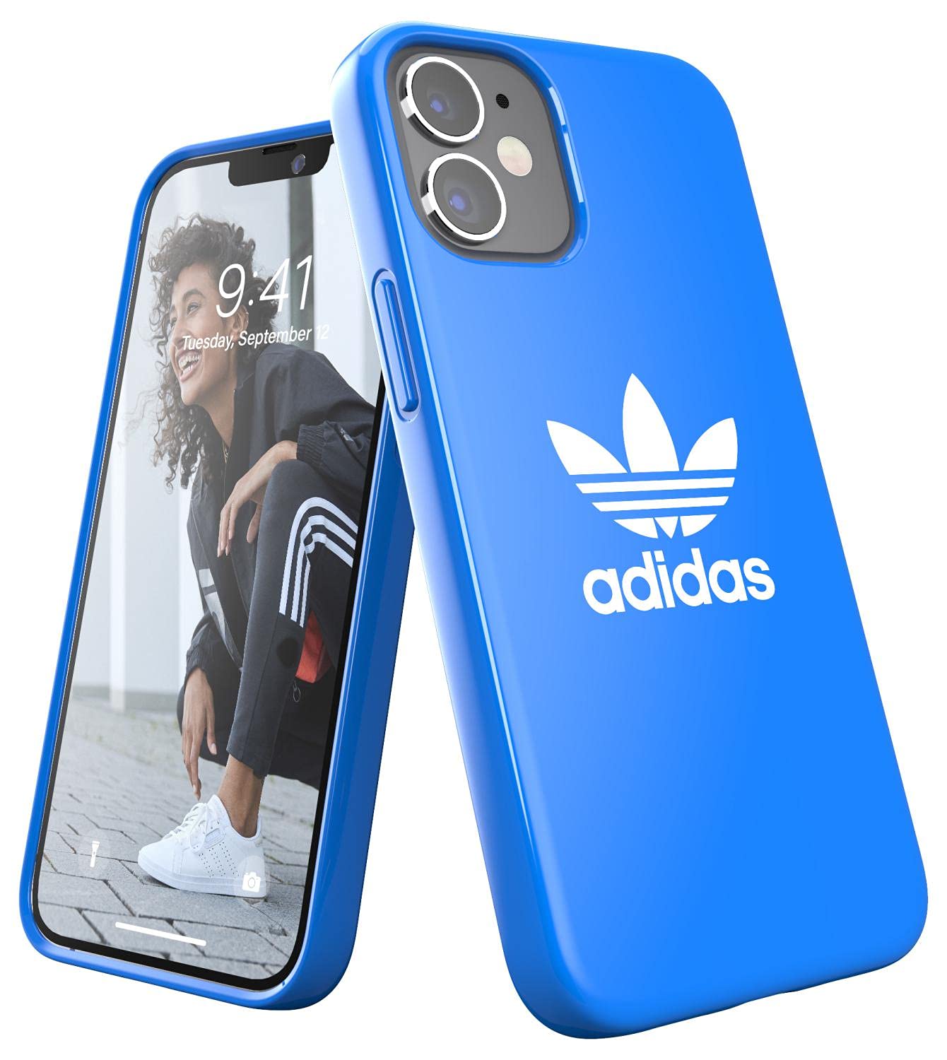 adidas Coque conçue pour iPhone 12 Mini 5.4, Coque résistante aux Chutes, Bords surélevés, Bleu