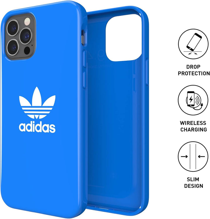 adidas 42289 Custodia progettata per iPhone 12 / iPhone 12 Pro 6.1, cover testate a caduta, bordi rialzati antiurto originale, colore: blu