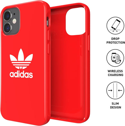 adidas Case Designed for iPhone 12 Mini 5.4, Drop Tested Cases, Shockproof Raised Edges, Original Snap Case Protective Cover, Scarlet Red
