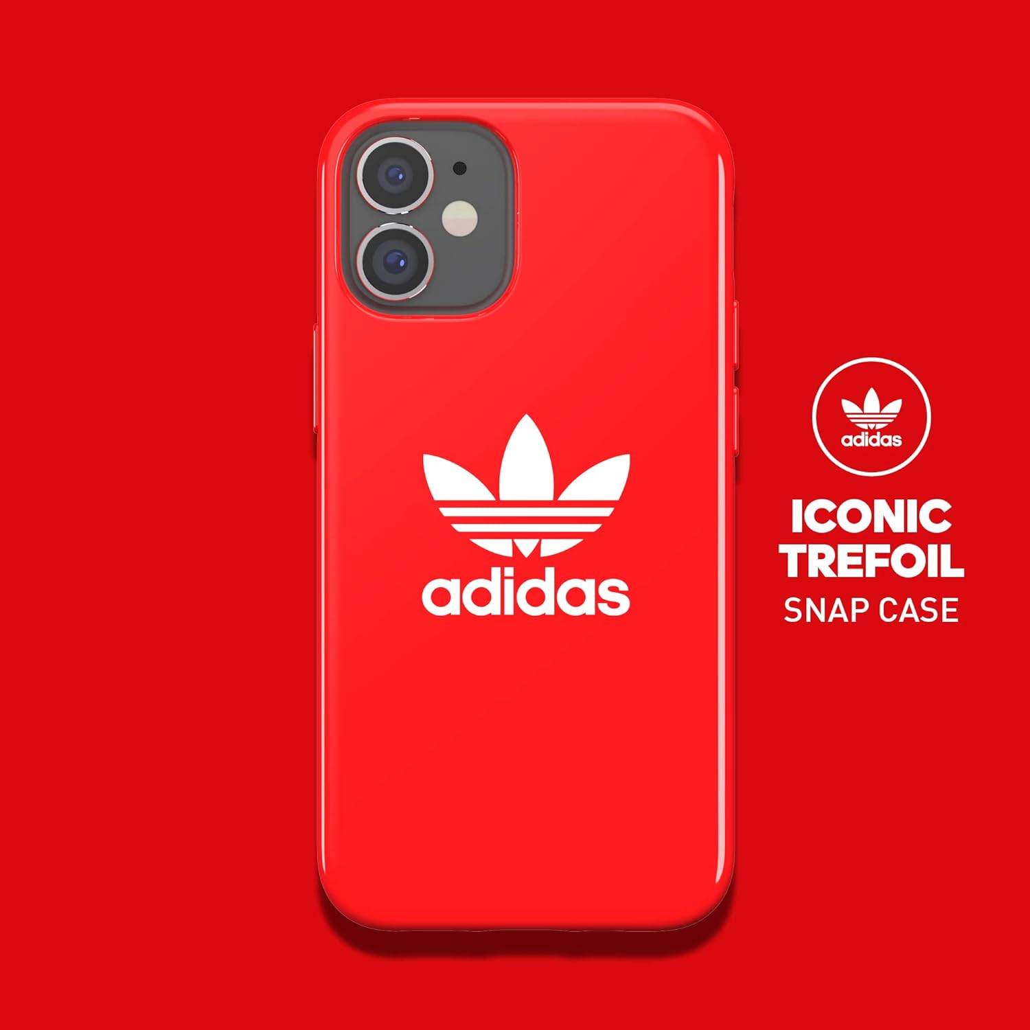 adidas Case Designed for iPhone 12 Mini 5.4, Drop Tested Cases, Shockproof Raised Edges, Original Snap Case Protective Cover, Scarlet Red