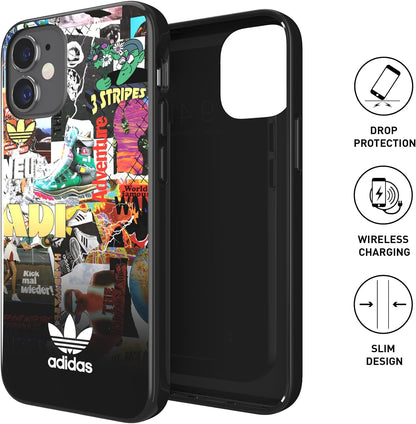 adidas Phone Case Designed for iPhone 12 Mini 5.4, Drop Tested Cases, Shockproof Raised Edges, Originals Protective Cover, Colourful Graphic
