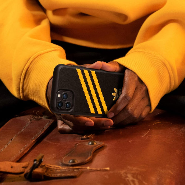 adidas Custodia progettata per iPhone 12 Mini 5.4, custodia testata contro cadute, bordi rialzati antiurto, custodia protettiva originale modellata, nero/oro