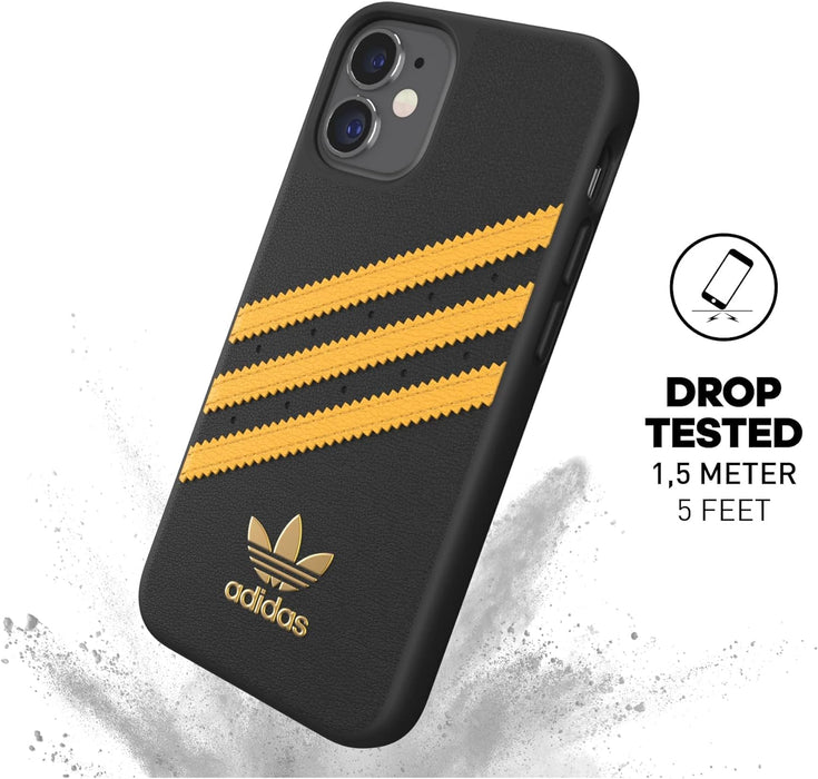adidas Custodia progettata per iPhone 12 Mini 5.4, custodia testata contro cadute, bordi rialzati antiurto, custodia protettiva originale modellata, nero/oro