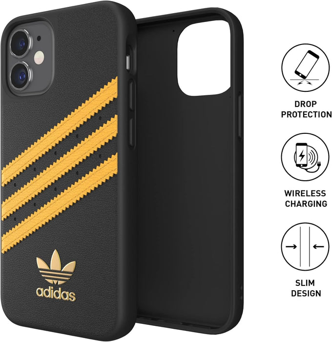 adidas Custodia progettata per iPhone 12 Mini 5.4, custodia testata contro cadute, bordi rialzati antiurto, custodia protettiva originale modellata, nero/oro