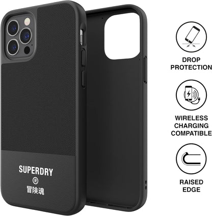 Superdry iPhone 12 / iPhone 12 Pro 6.1 Case, Black Moulded Canvas Case for iPhone 12 / iPhone 12 Pro 6.1